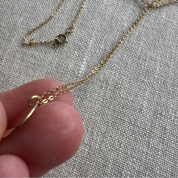 Gold filled dainty necklace simple circle disk pendant charm gold 16” chain - Picture 7 of 12